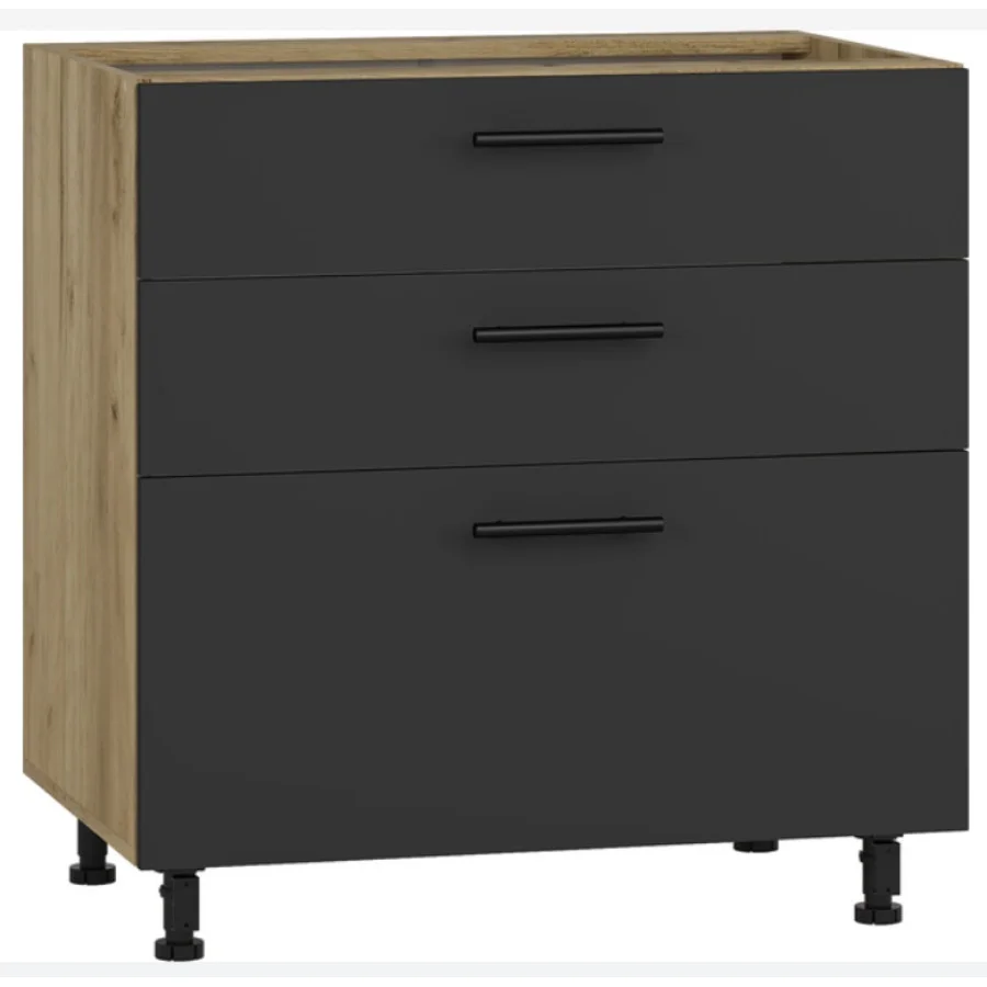 Lower cabinet with drawers VENTO D3S-80/82, facade: anthracite order